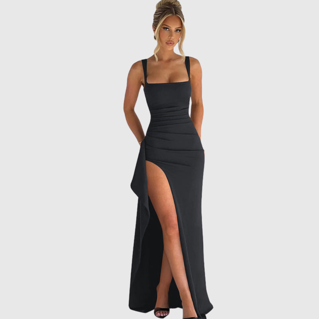Cell | Women's Elegant Formal Slip Maxi Dress With Open Back