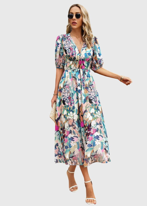 Merlin | Women's Flattering Floral Midi Dress