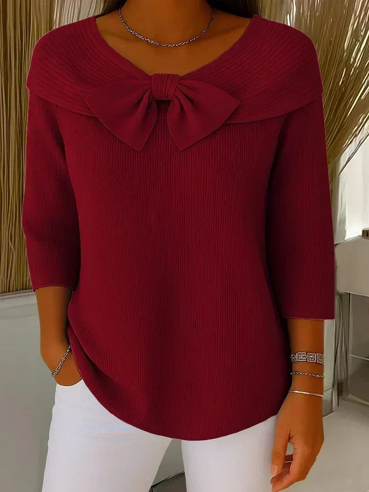 Bow-Detail Crewneck Sweater