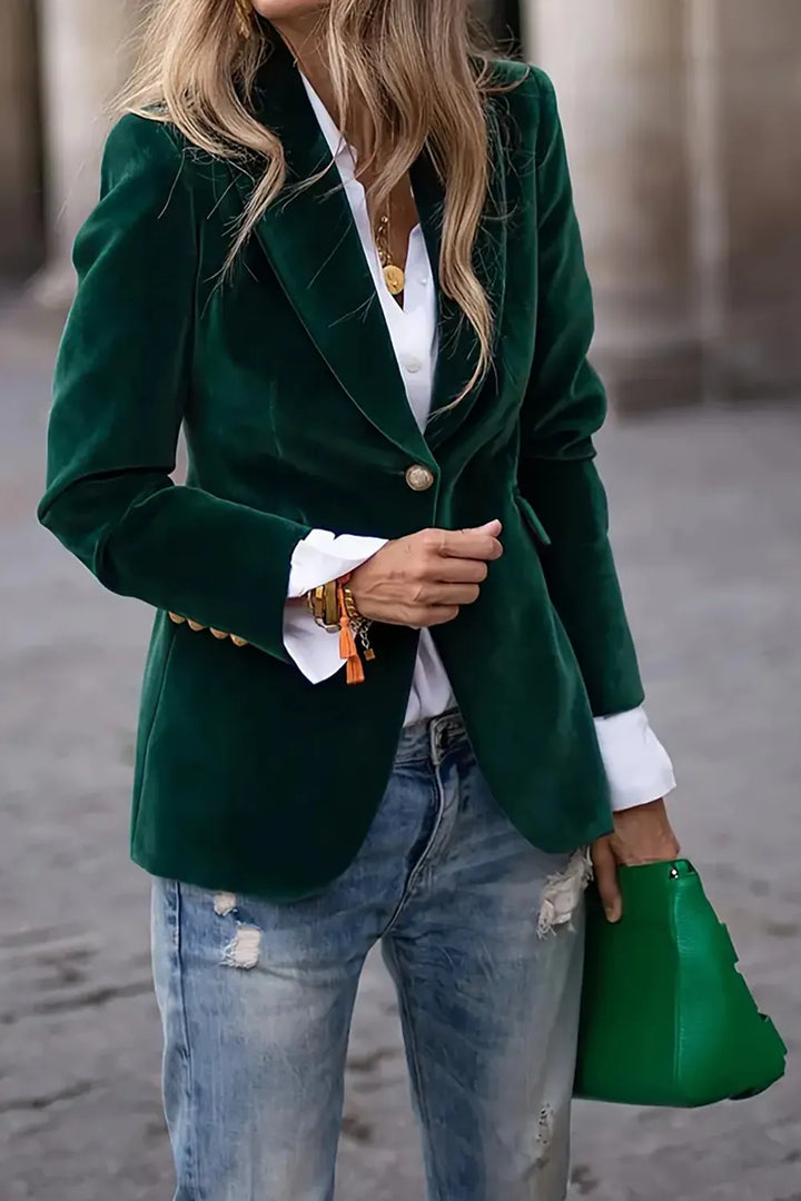 Reese One-Button Lapel-Collar Blazer