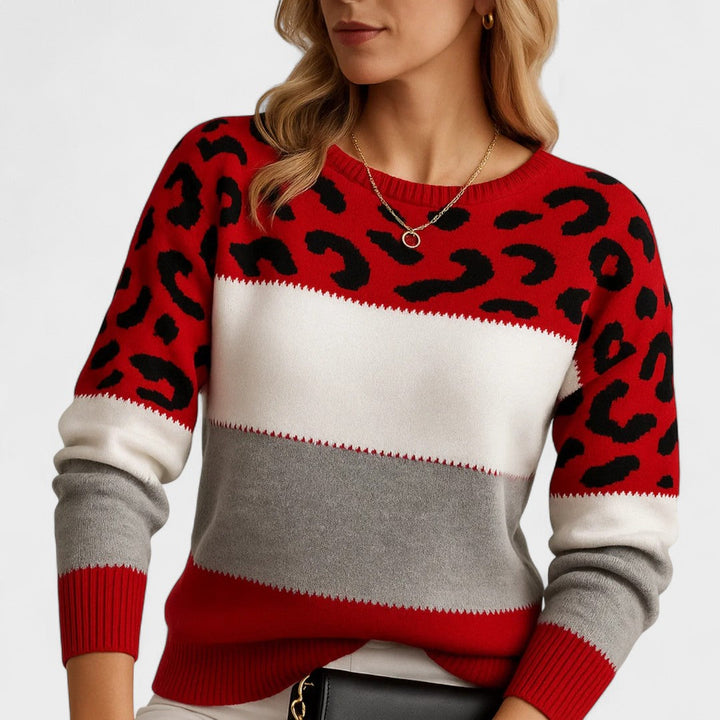 Avery | Leopard Colorblock Knit Sweater