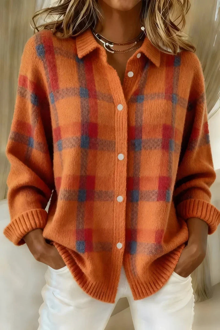 Maddie | Soft Plaid Button Cardigan