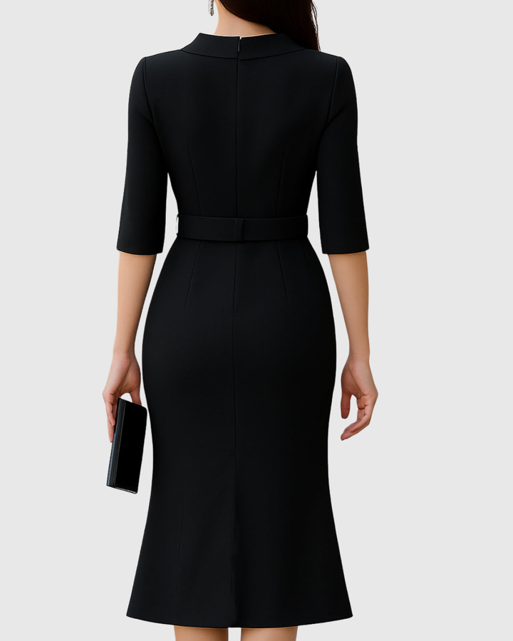 Blythewyn | Women's Classic Black Midi Dress