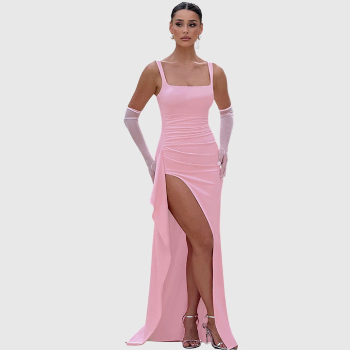 Cell | Women's Elegant Formal Slip Maxi Dress With Open Back
