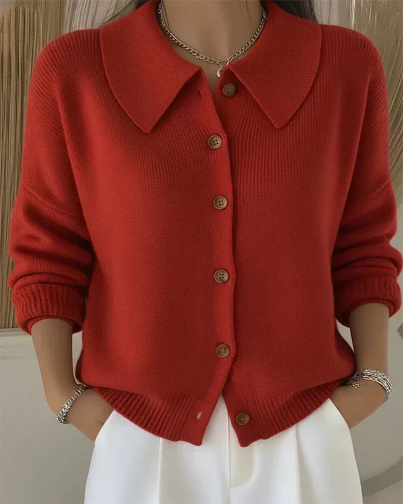 Vespera Button-Collar Cardigan