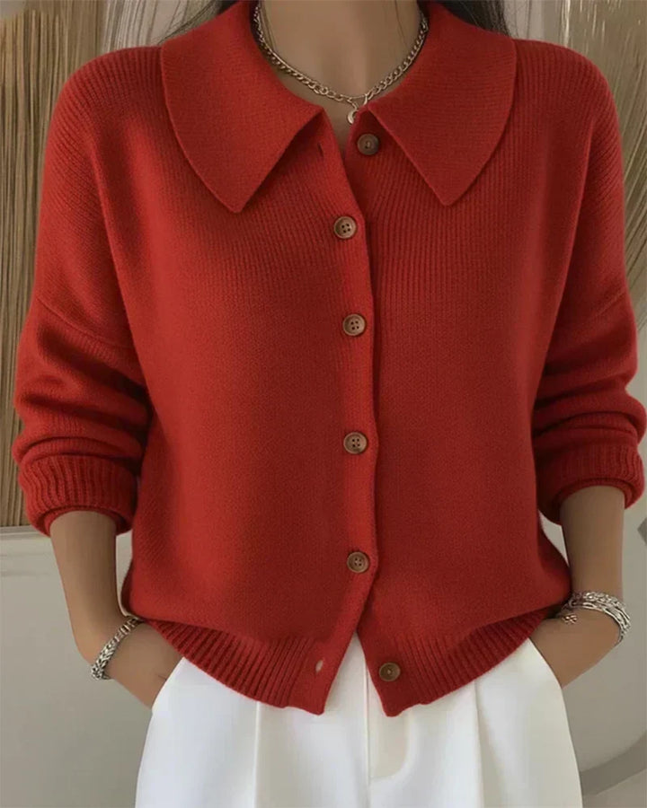 Vespera Button-Collar Cardigan
