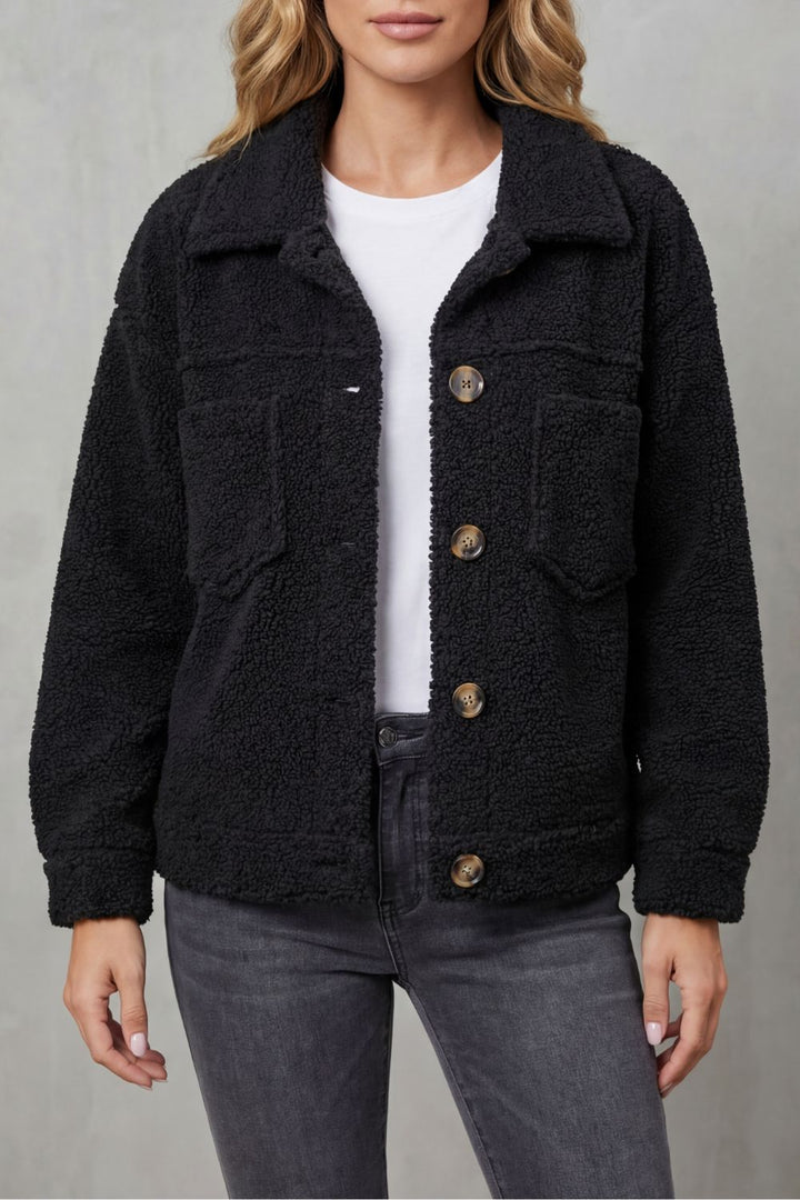 Floretta | Women's Textured Fleece Style Button-up Jacket