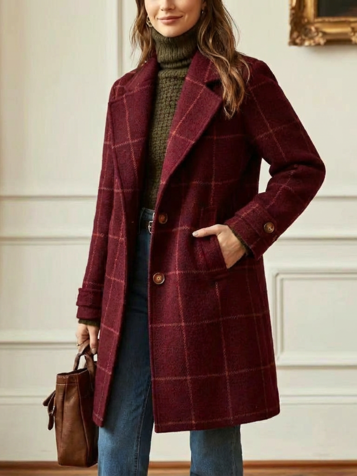 Elowen Long Plaid Wool-Blend Coat