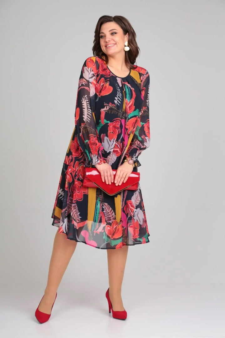 Flora - Modern Floral Midi Dress