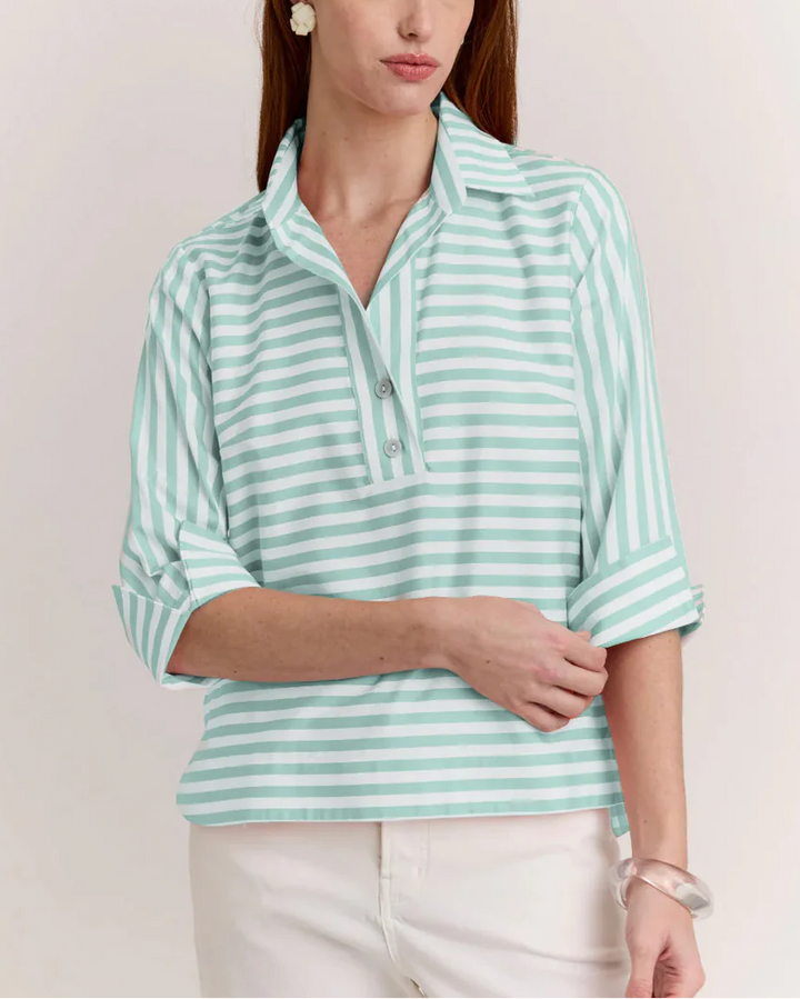 Euna - Cotton Stripe Gingham Blouse