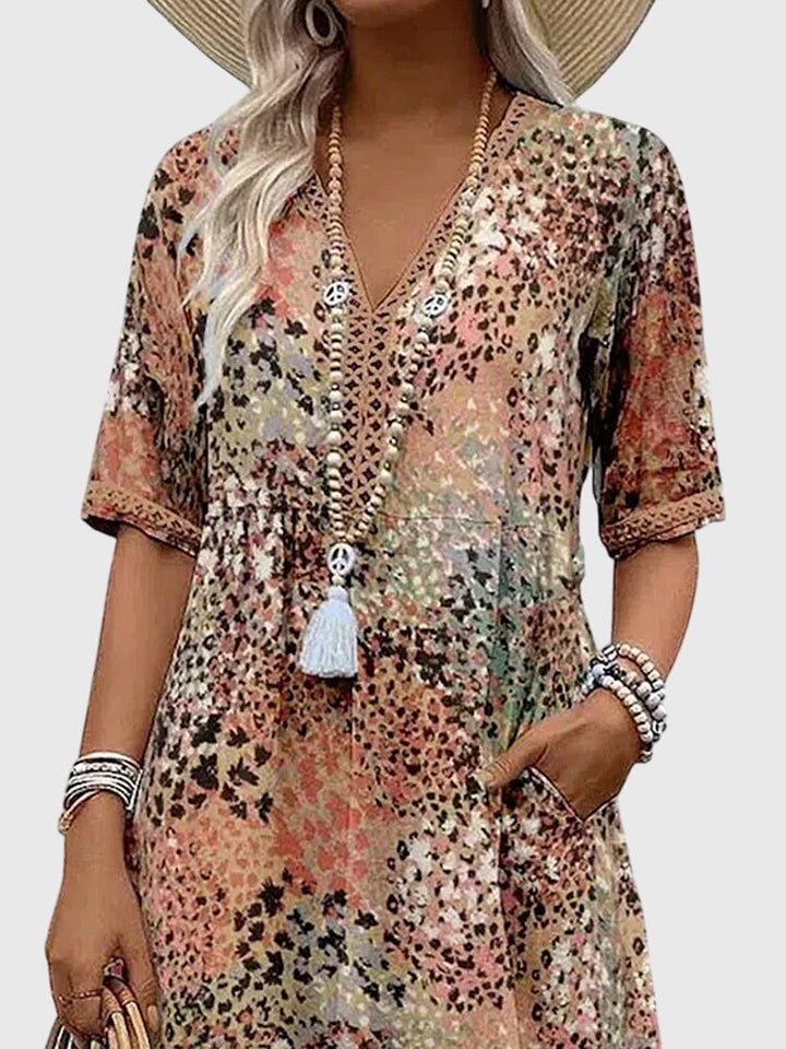 Yvonna | Women's Elegant Floral Midi Dress