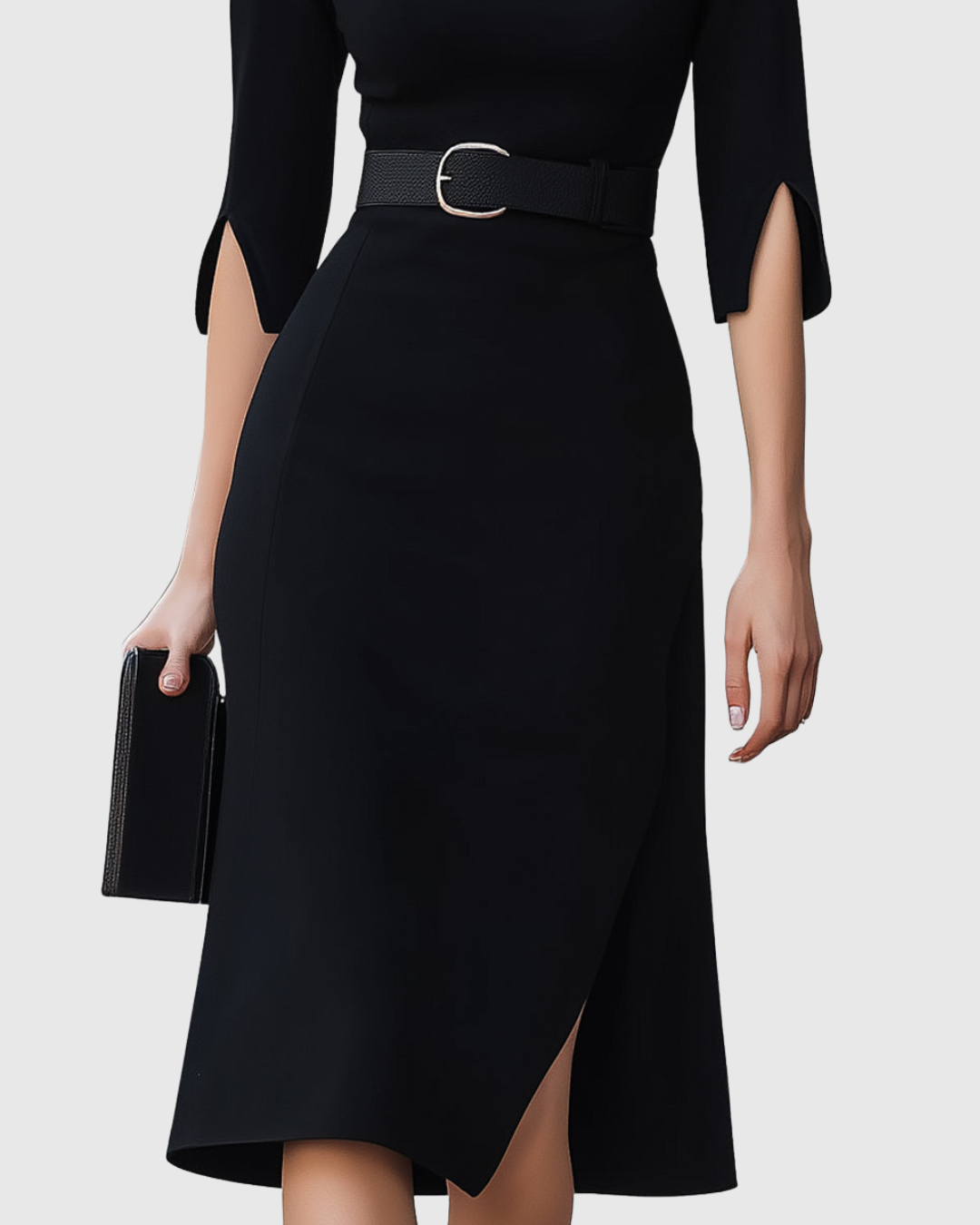 Blythewyn | Women's Classic Black Midi Dress