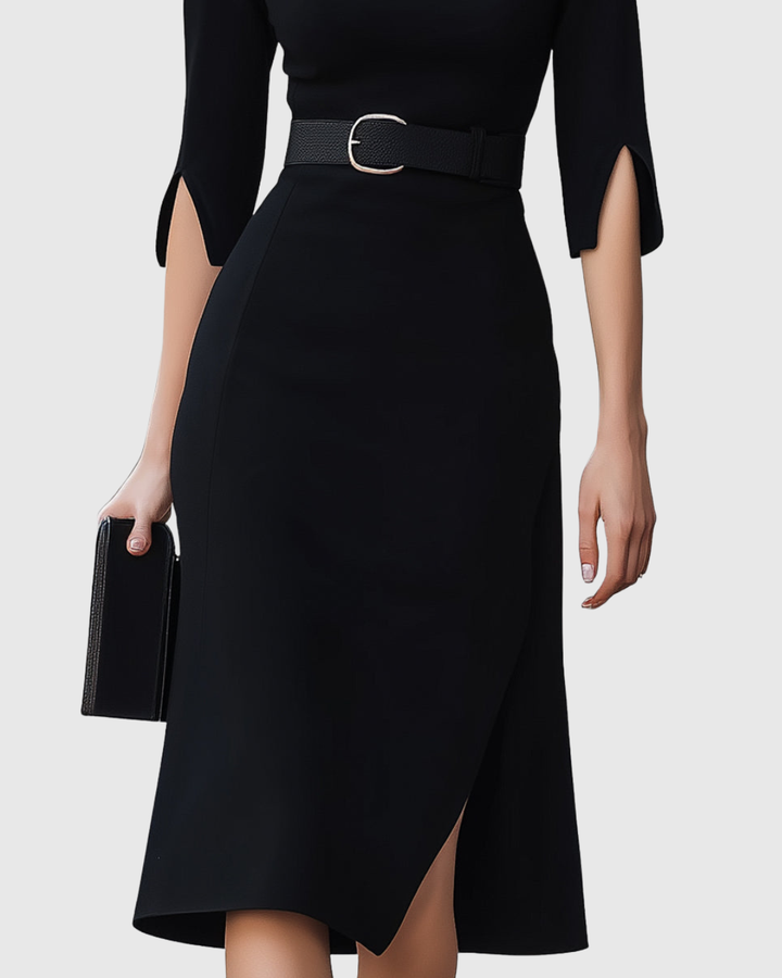 Blythewyn | Women's Classic Black Midi Dress