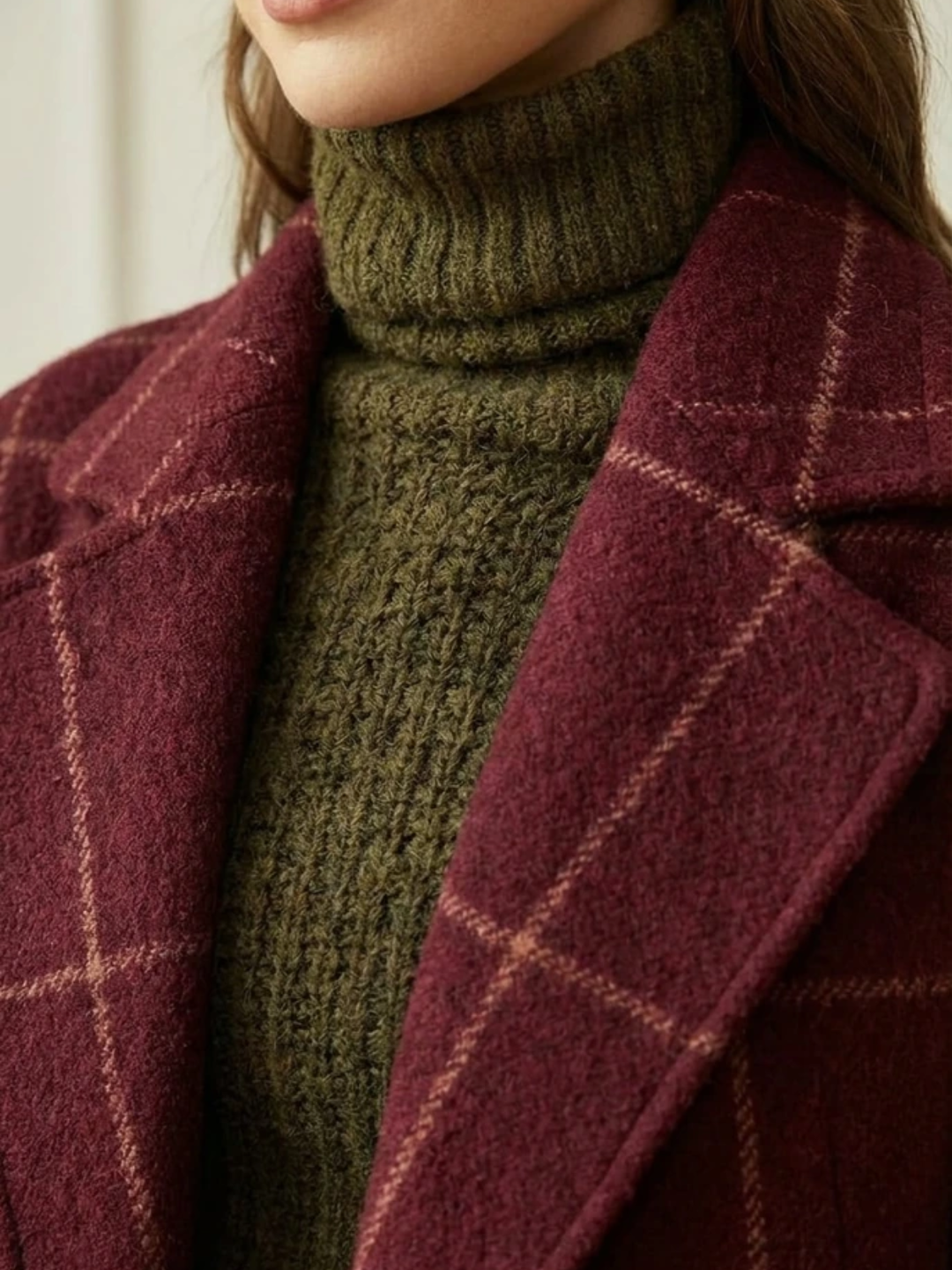 Elowen Long Plaid Wool-Blend Coat