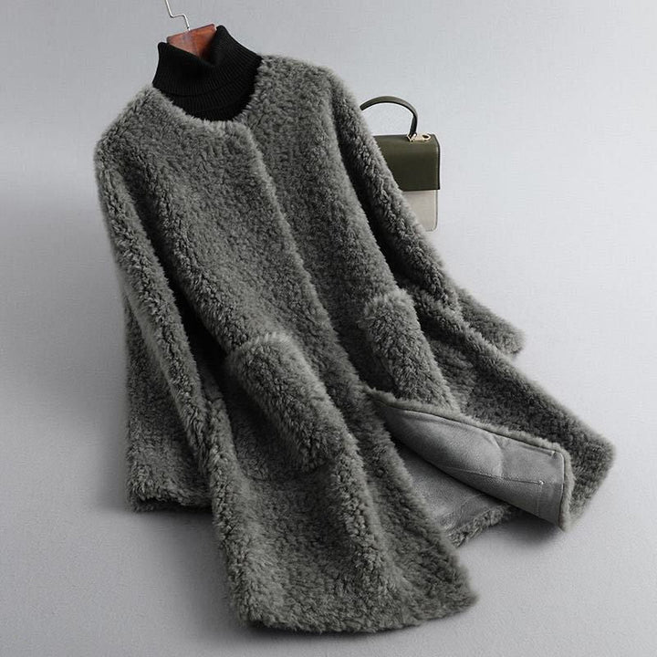 Cecille – Shearling Teddy Coat of Genuine Lambskin