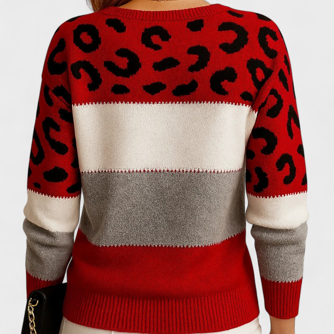 Avery | Leopard Colorblock Knit Sweater