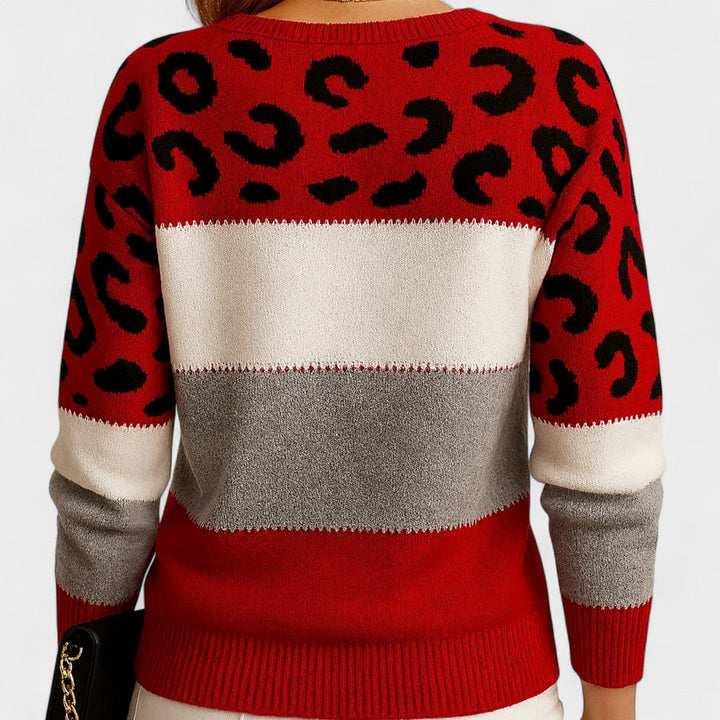 Avery | Leopard Colorblock Knit Sweater