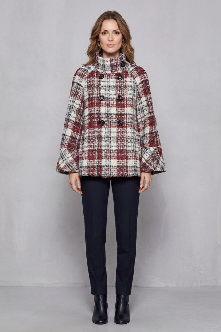 Rosélle | Women's Vintage Check Flair Wool Cape Coat