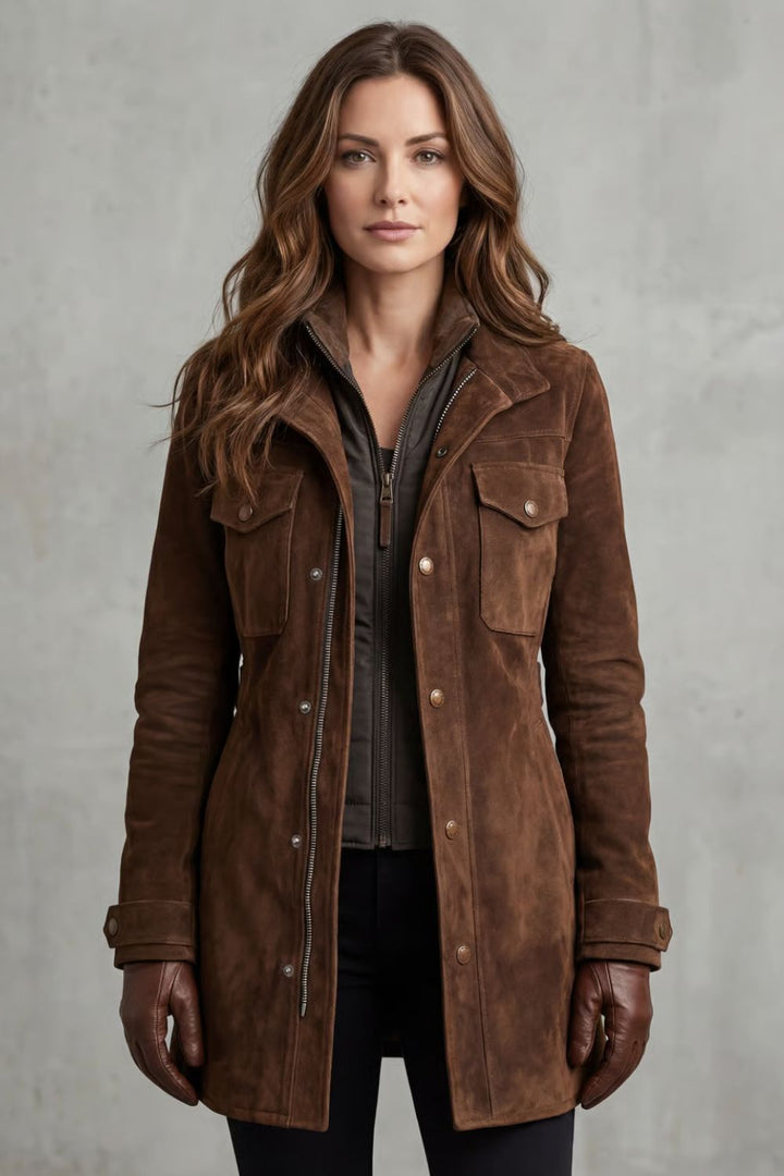 Bellavue | Women's Tailored Suede Finish Longline Coat