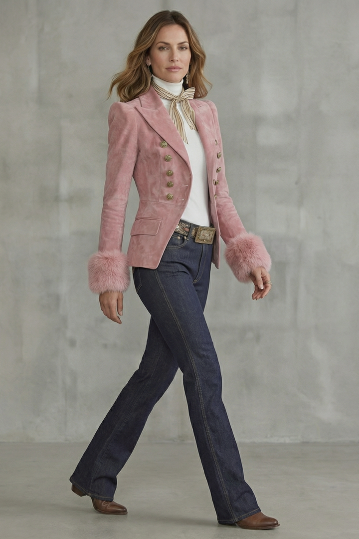 Élouren | Women's Tailored Slim Fit Elegance Suede Blazer