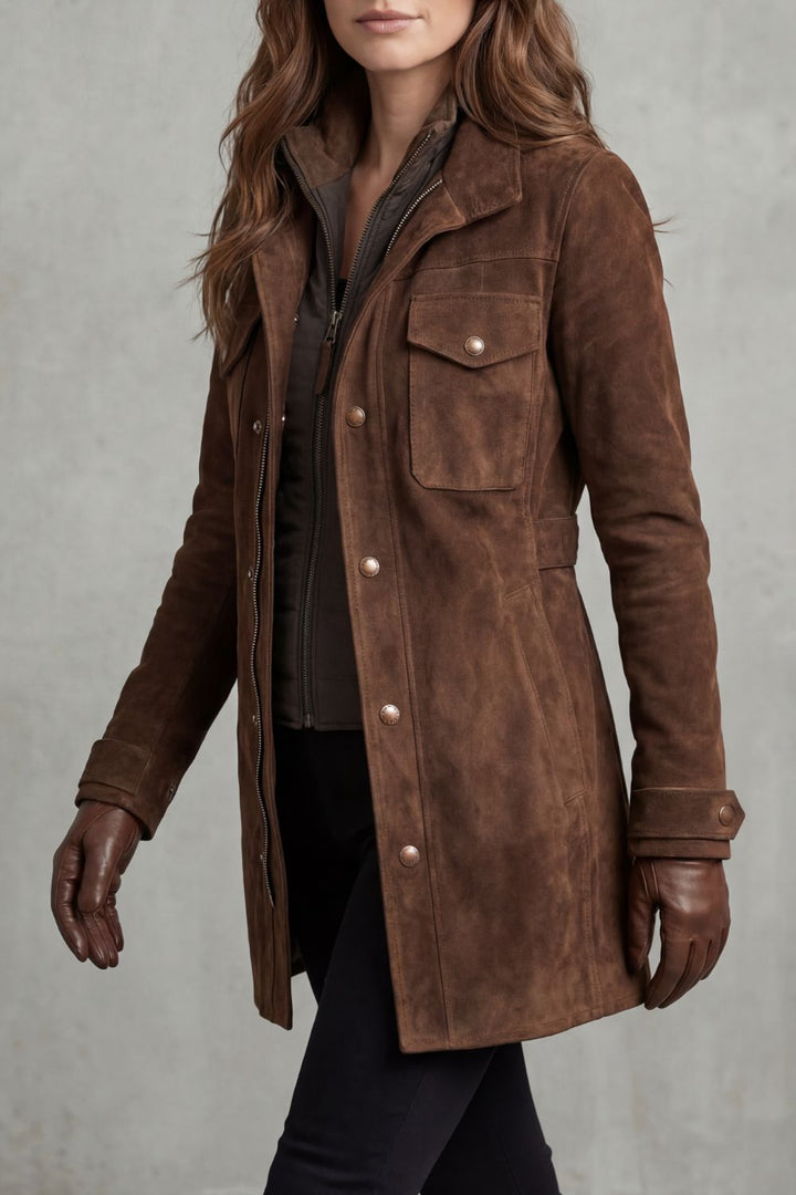 Bellavue | Women's Tailored Suede Finish Longline Coat