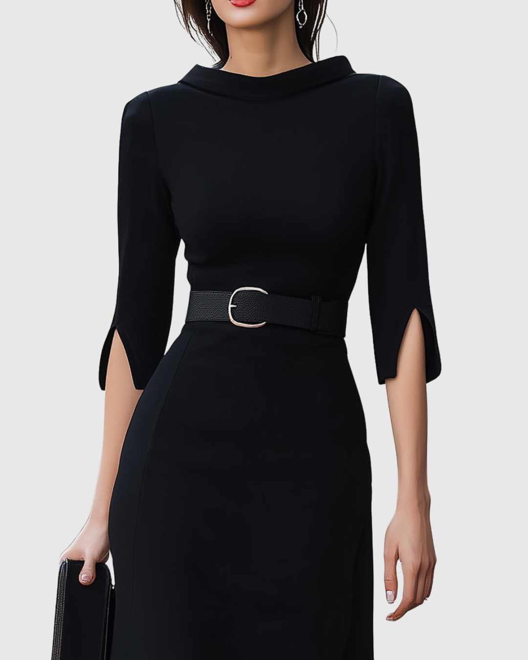 Blythewyn | Women's Classic Black Midi Dress