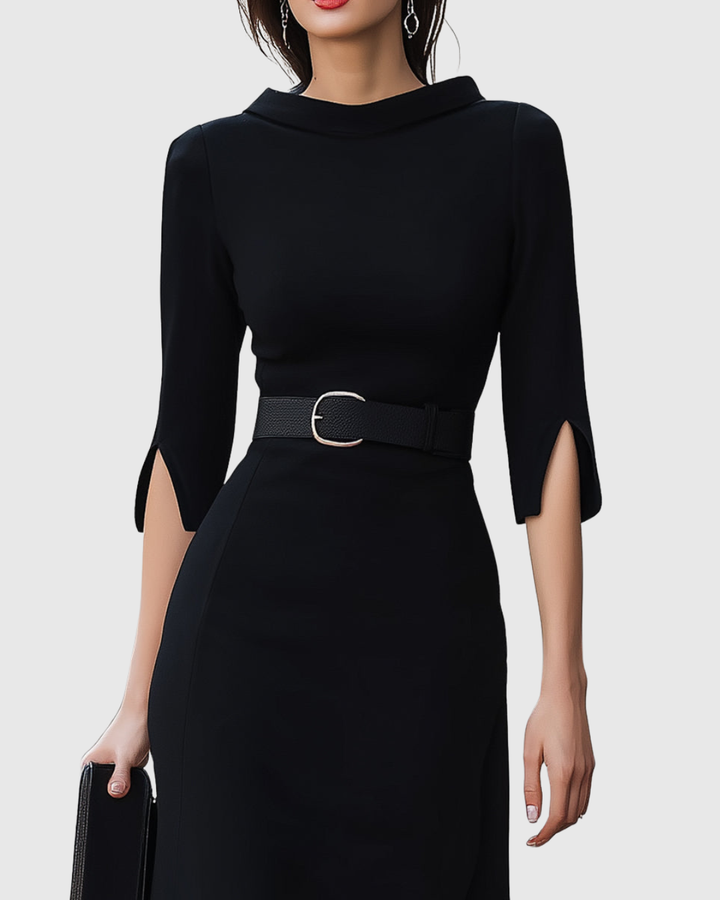 Blythewyn | Women's Classic Black Midi Dress