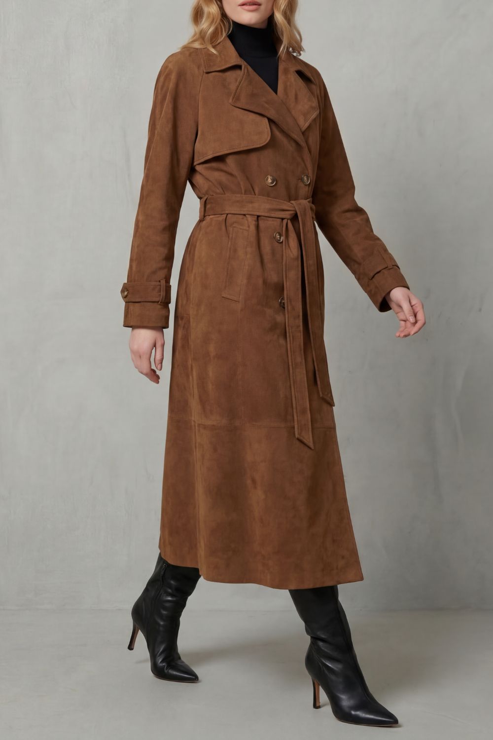 Velloré | Women's Suede Elegance Trench Coat