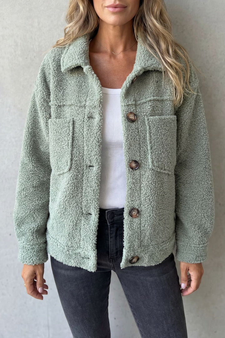 Floretta | Women's Textured Fleece Style Button-up Jacket