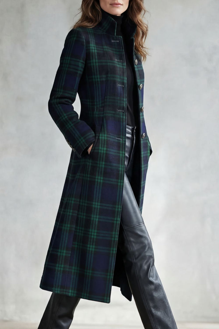 Rowleigh | Women's Highland Check Silhouette Wool Blend Coat