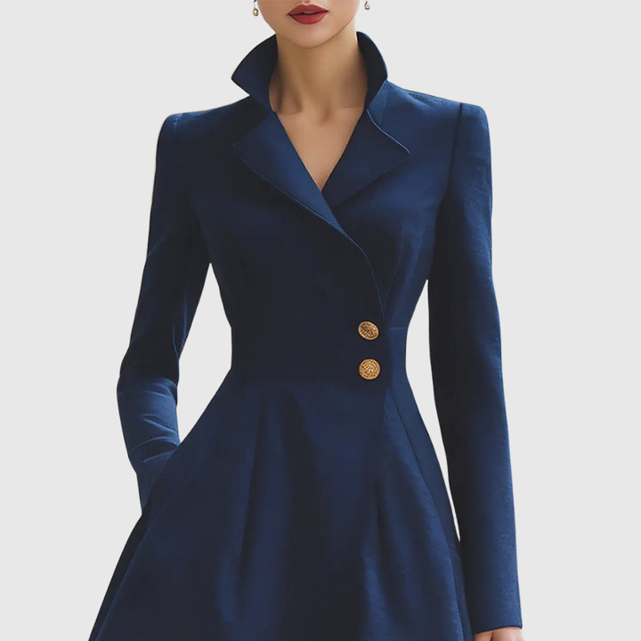 Eleanor | Women's Navy Tailored Fit Coat Dress