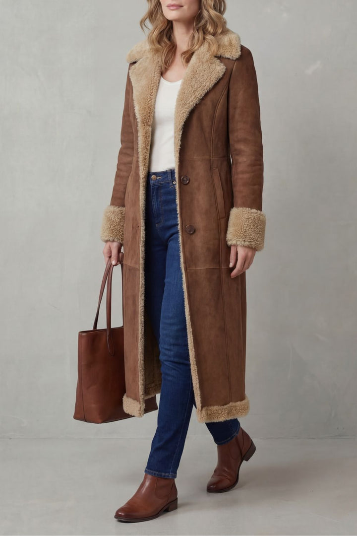 Selvion | Women's Shearling-lined Silhouette Long Winter Coat