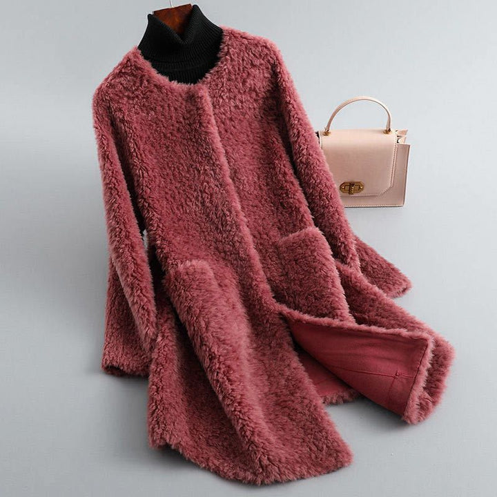 Cecille – Shearling Teddy Coat of Genuine Lambskin