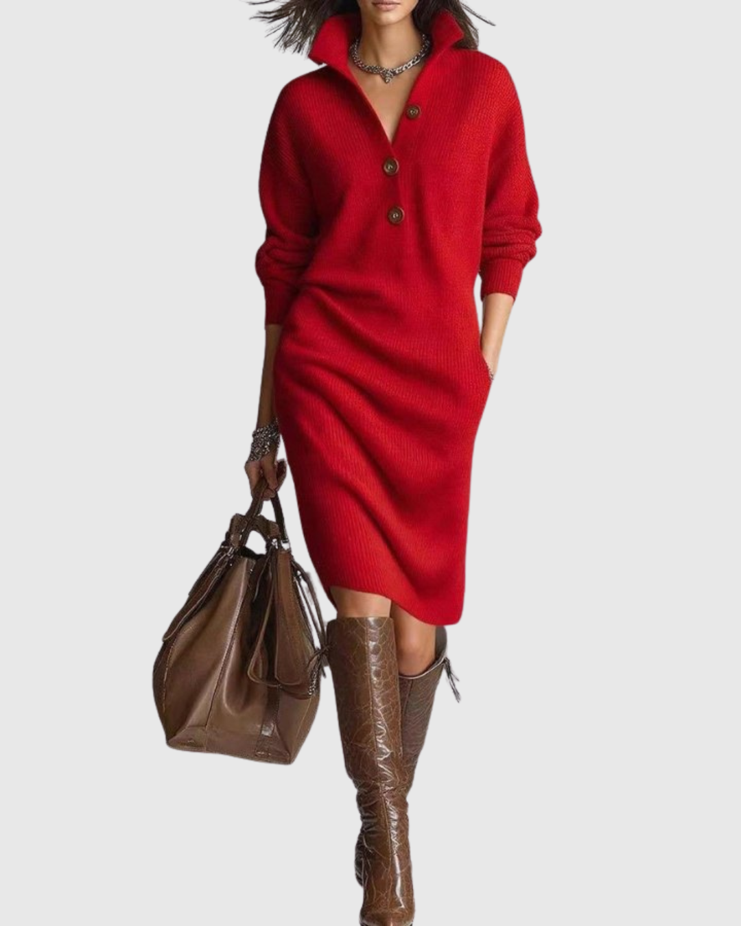 Arianell | Women's Pure Wool Winter Knit Midi Dress