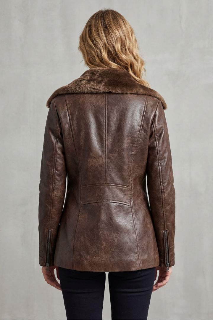 Ravella | Women's Shearling-lined Elegance Leather Jacket