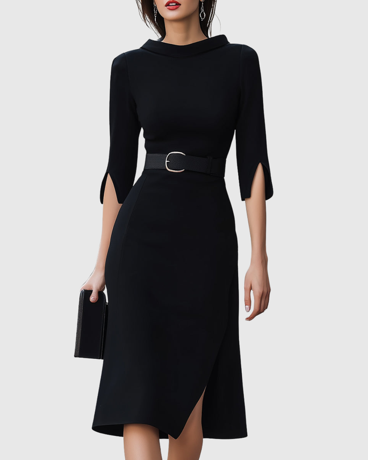 Blythewyn | Women's Classic Black Midi Dress