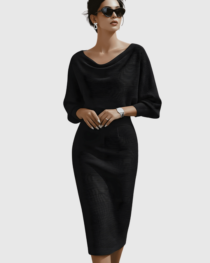 Ismeria | Women's White Draped Batwing Midi Dress