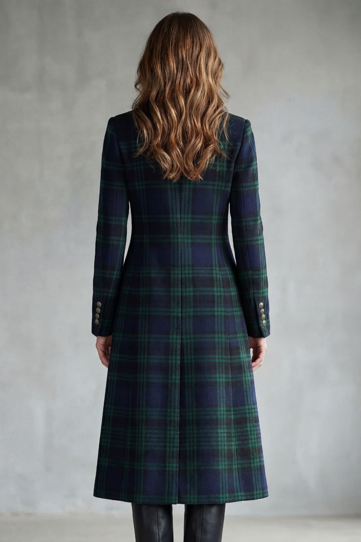Rowleigh | Women's Highland Check Silhouette Wool Blend Coat