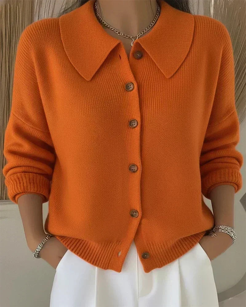 Vespera Button-Collar Cardigan