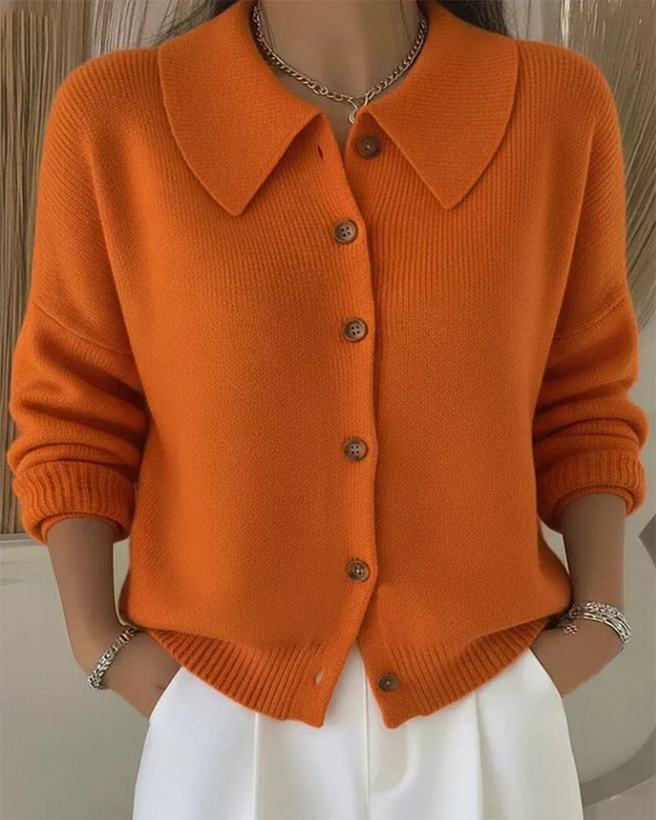 Vespera Button-Collar Cardigan