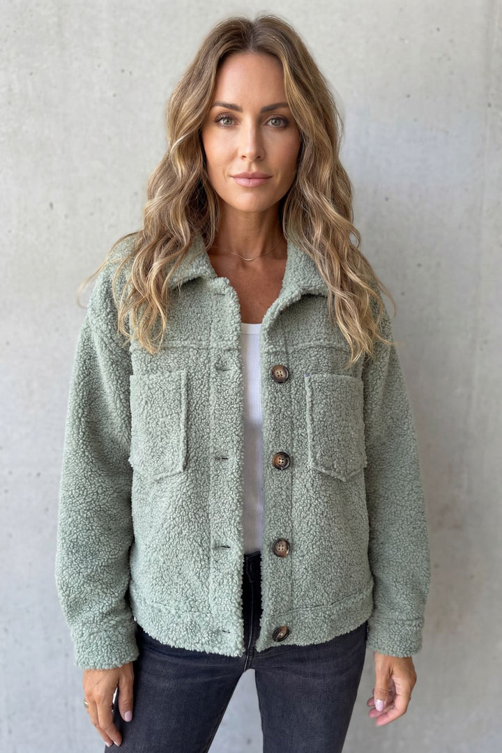 Floretta | Women's Textured Fleece Style Button-up Jacket