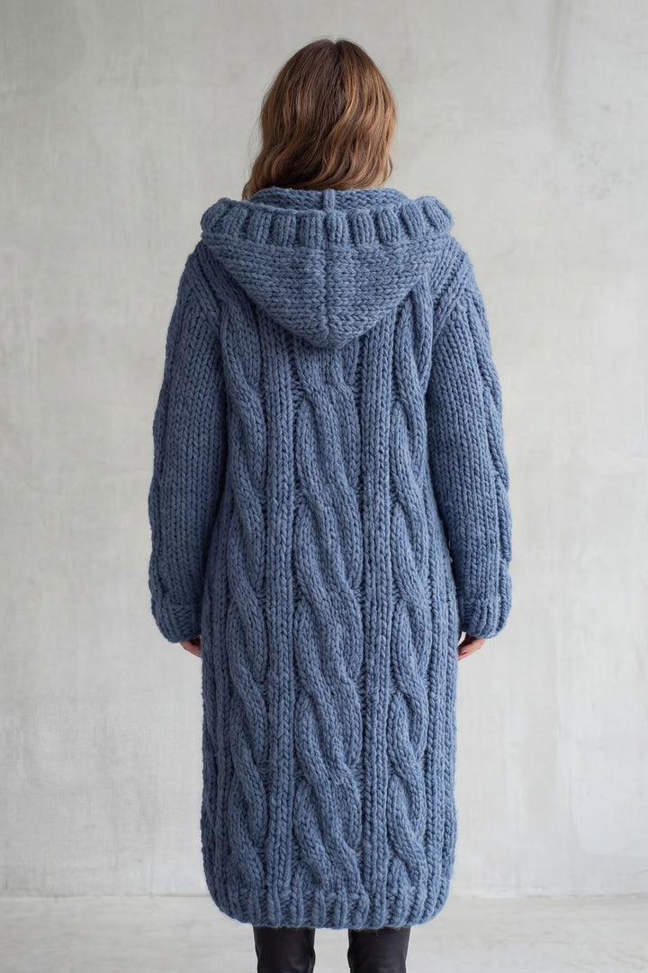 Karinaè | Women's Oversized Cable Knit Hooded Cardigan Coat