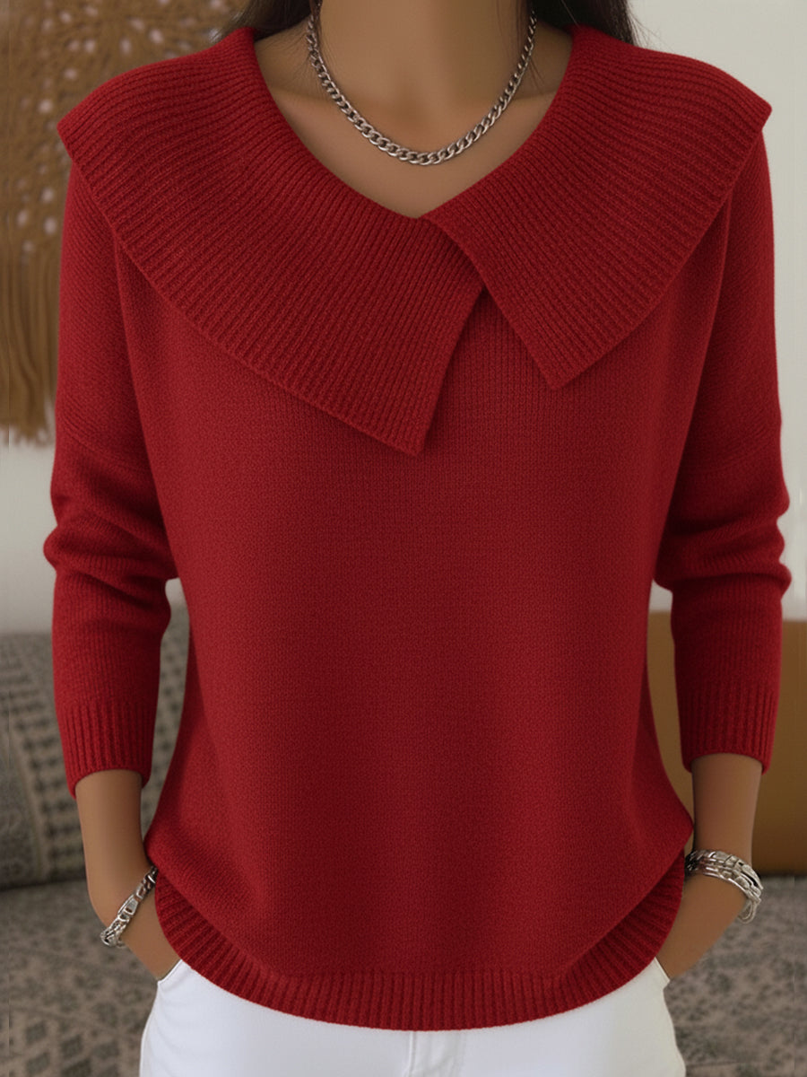 Sunnora Warm Sweater with Soft Collar