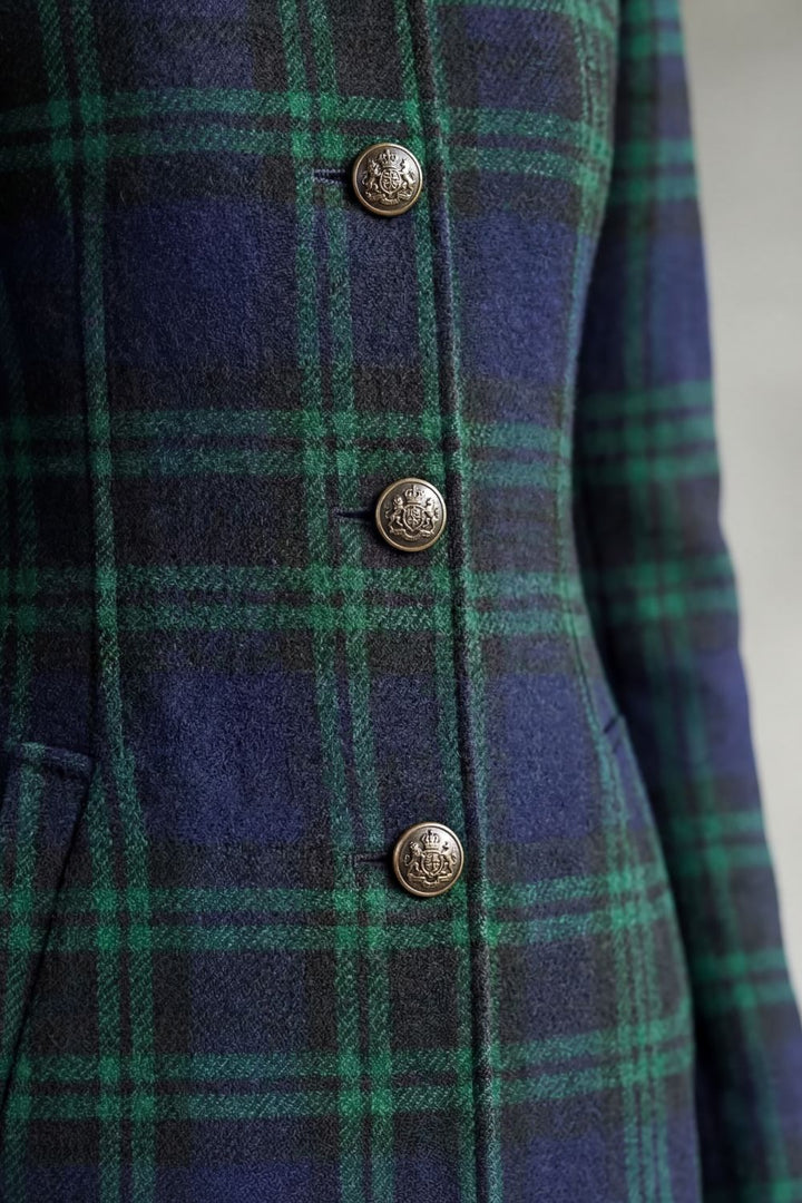 Rowleigh | Women's Highland Check Silhouette Wool Blend Coat