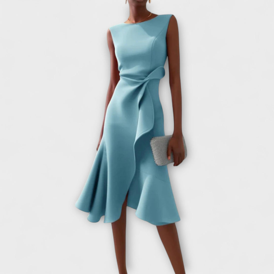 Maris – Draped Asymmetric Midi Dress