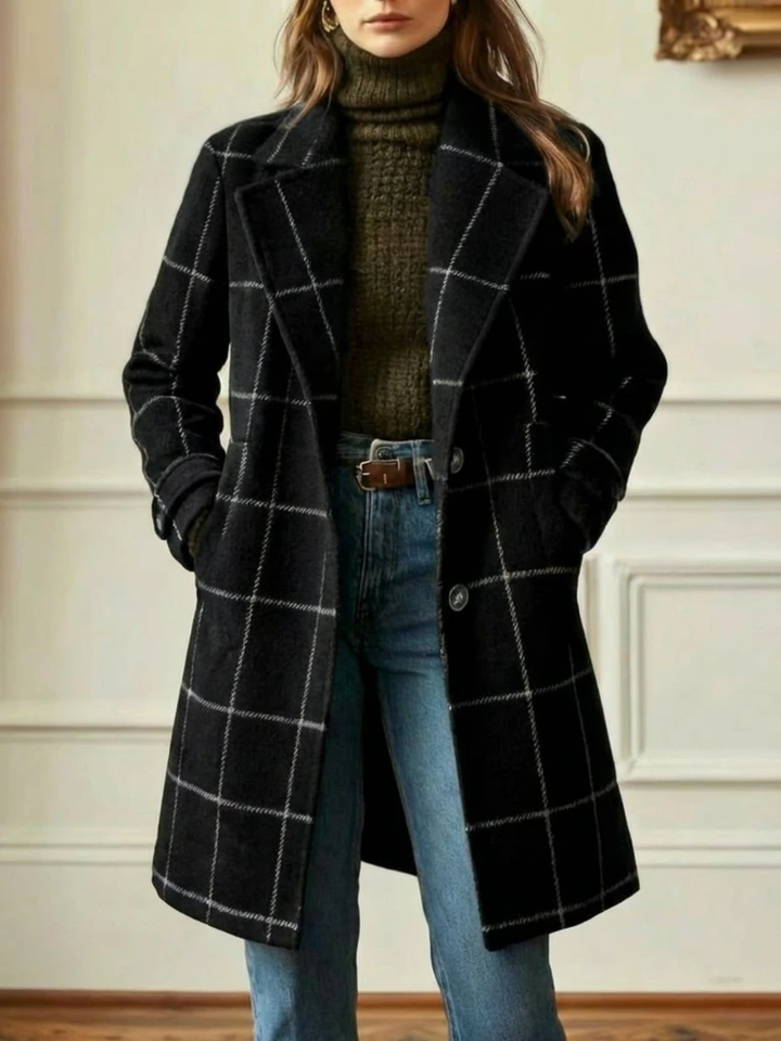 Elowen Long Plaid Wool-Blend Coat