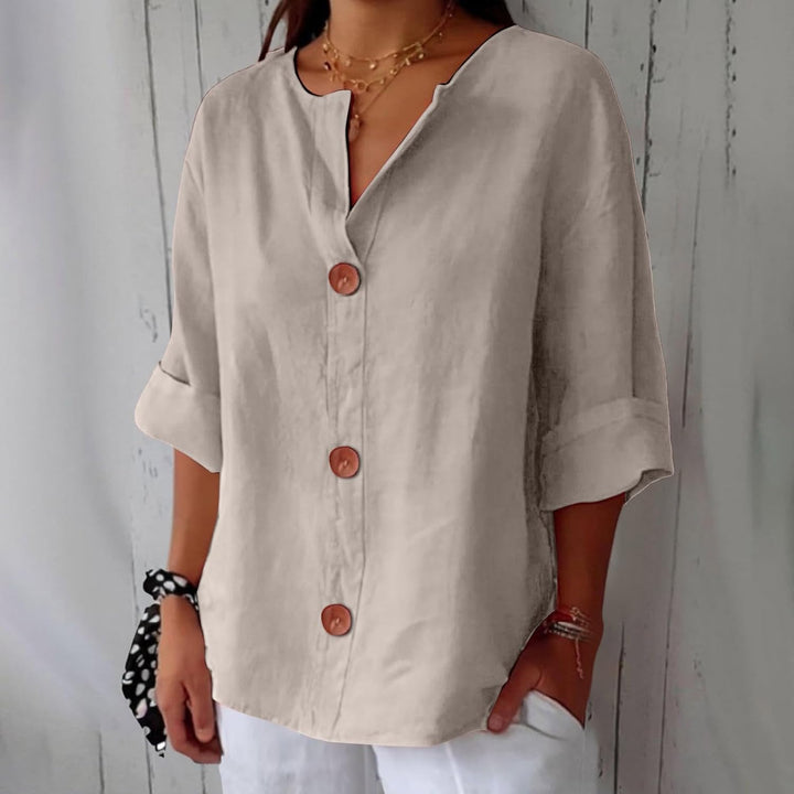 Nara – Relaxed Linen Blouse for Timeless Elegance