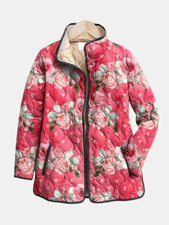 Celeste | Pink Floral Print Quilted Jacket