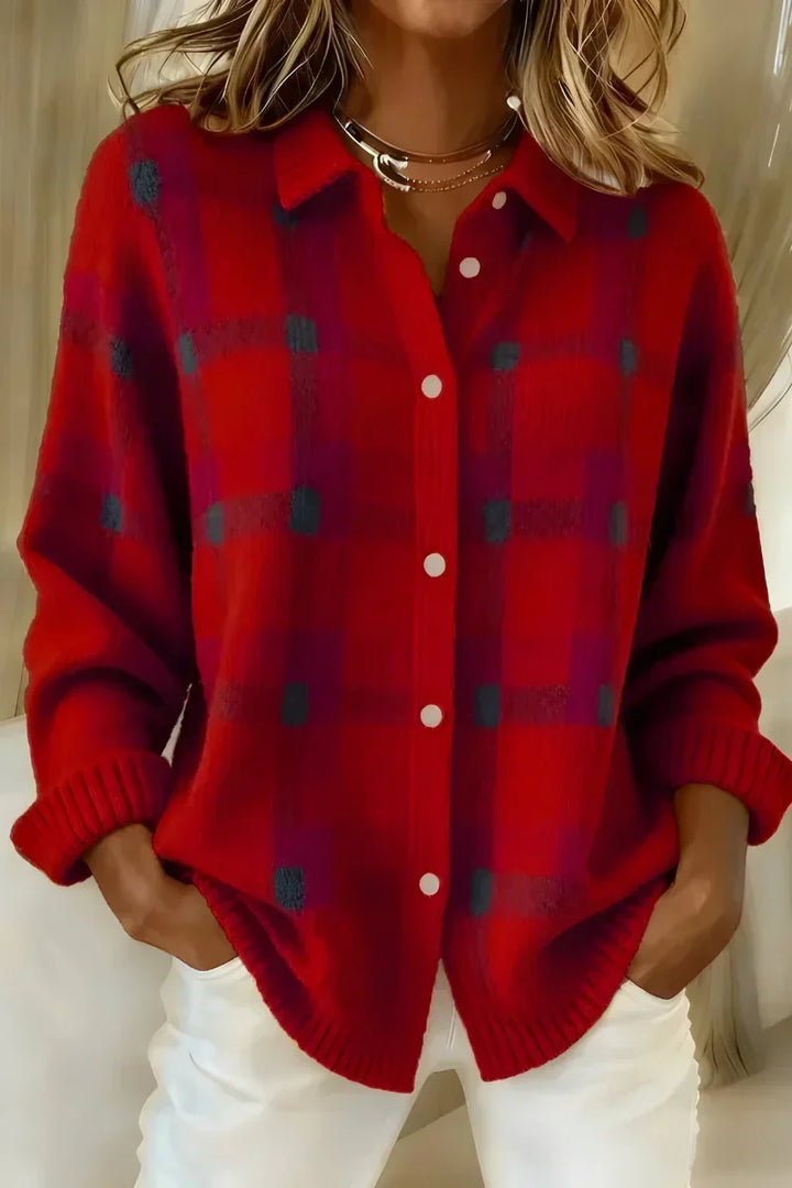 Maddie | Soft Plaid Button Cardigan