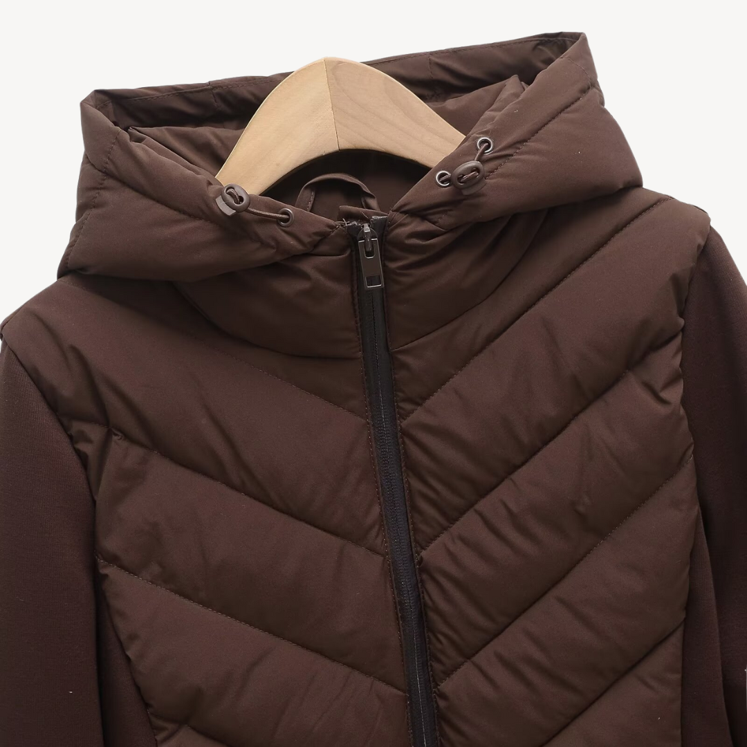 Nora | Women's Chevron Quilted Jacket with Hood
